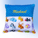 Blue embroidered pillow, add date of birth or dedication