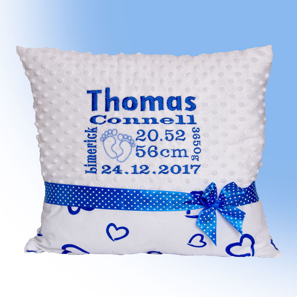 Personalised pillow for boy with birth certificate 