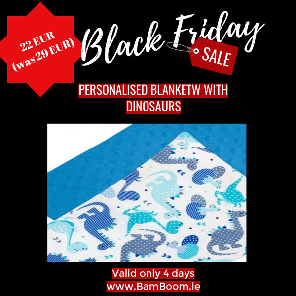 Blanket with Dinosaurs - BLACK FRIDAY SALE