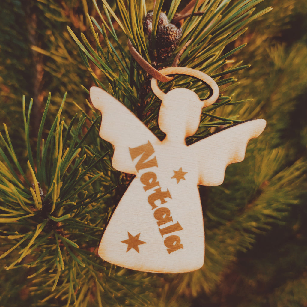 Personalised wooden Christmas ornament angel Ireland