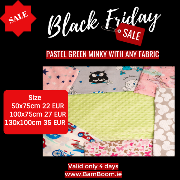 Blanket: ANY FABRIC WITH PALE GREEN MINKY- BLACK FRIDAY SALE