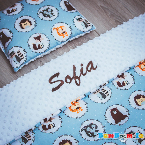Personalised blanket with woodlands animals