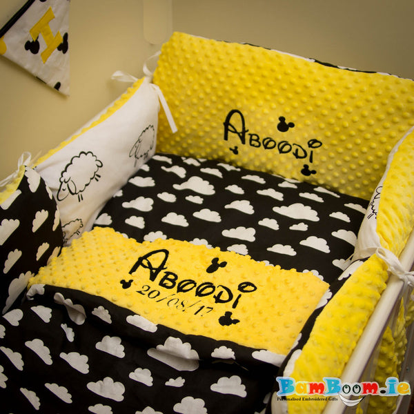 personlised cot set with clounds
