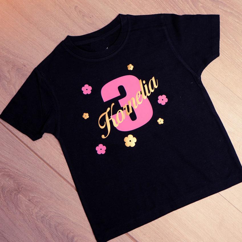 personalised t-shirt for a baby girl Birthday party