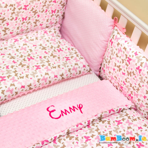 Personalised cot set for a baby girl