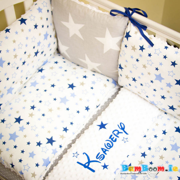 Personalised cot set for boy stars