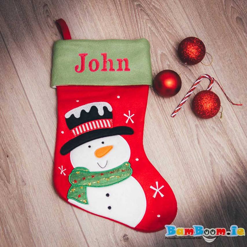 Personalised stocking with snowman galway